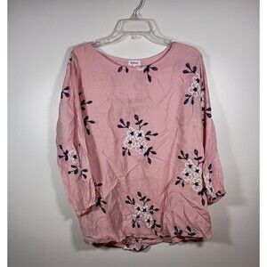 KINDRED  Top Pink Floral Embroidered Boho Cottage Plus Size 2X